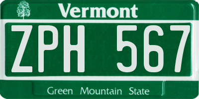 VT license plate ZPH567
