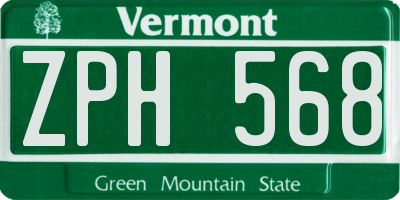 VT license plate ZPH568
