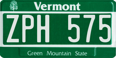 VT license plate ZPH575