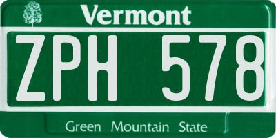 VT license plate ZPH578