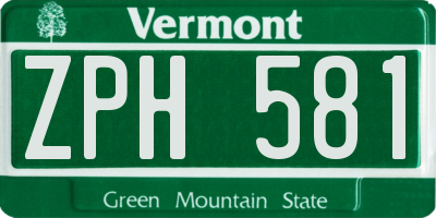 VT license plate ZPH581