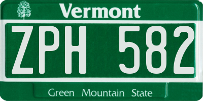 VT license plate ZPH582