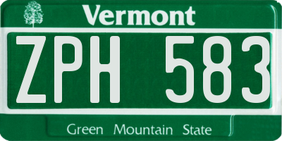 VT license plate ZPH583