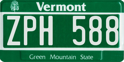 VT license plate ZPH588