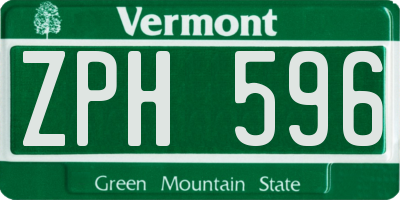 VT license plate ZPH596