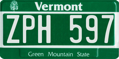 VT license plate ZPH597