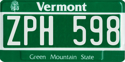 VT license plate ZPH598