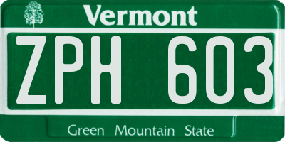 VT license plate ZPH603