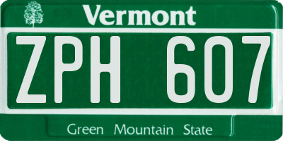 VT license plate ZPH607