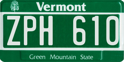 VT license plate ZPH610
