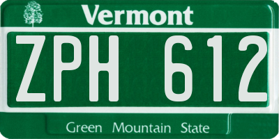 VT license plate ZPH612