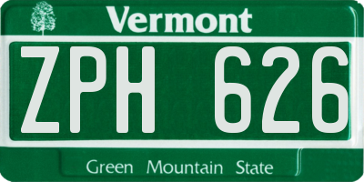 VT license plate ZPH626