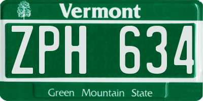 VT license plate ZPH634
