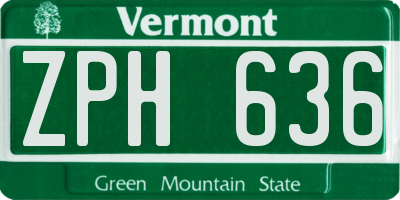 VT license plate ZPH636