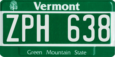 VT license plate ZPH638