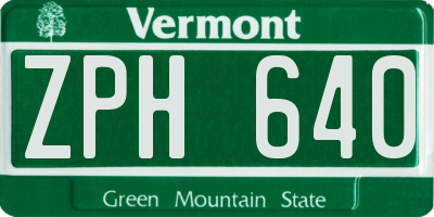 VT license plate ZPH640