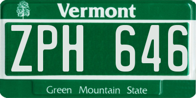 VT license plate ZPH646