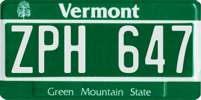 VT license plate ZPH647