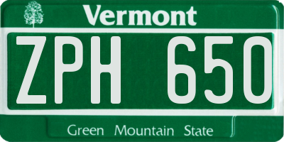 VT license plate ZPH650