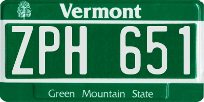 VT license plate ZPH651