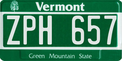 VT license plate ZPH657