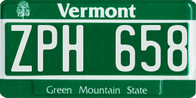 VT license plate ZPH658