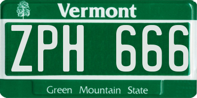 VT license plate ZPH666