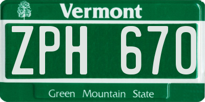 VT license plate ZPH670