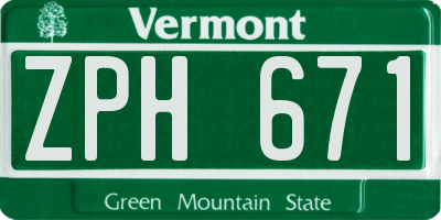 VT license plate ZPH671