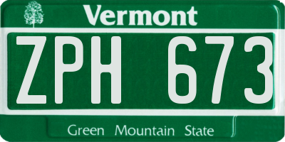VT license plate ZPH673