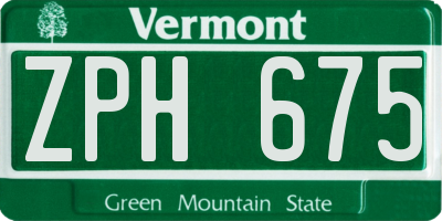 VT license plate ZPH675