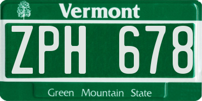 VT license plate ZPH678