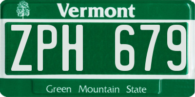 VT license plate ZPH679