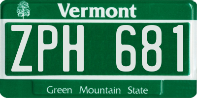 VT license plate ZPH681