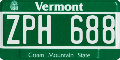VT license plate ZPH688