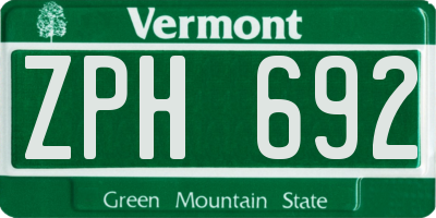 VT license plate ZPH692