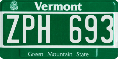 VT license plate ZPH693