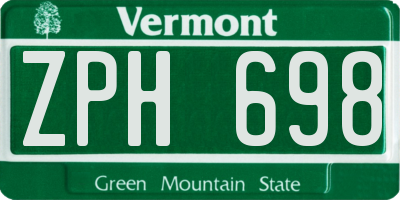 VT license plate ZPH698
