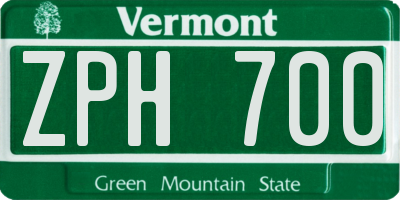 VT license plate ZPH700