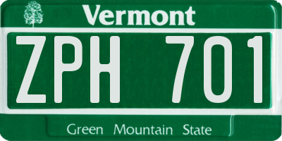 VT license plate ZPH701
