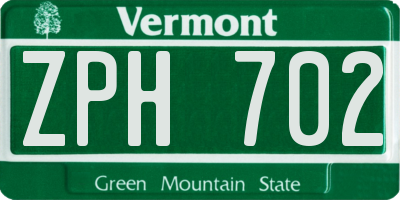VT license plate ZPH702