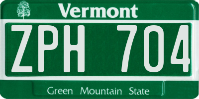 VT license plate ZPH704