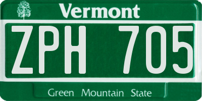 VT license plate ZPH705
