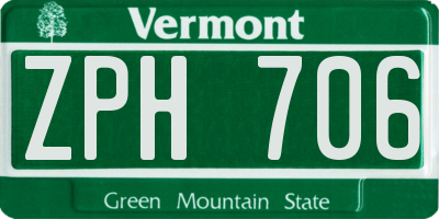 VT license plate ZPH706