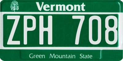 VT license plate ZPH708