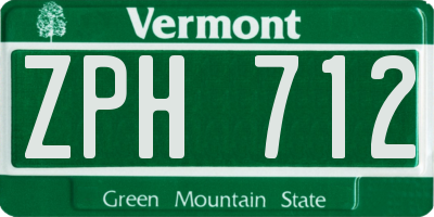 VT license plate ZPH712
