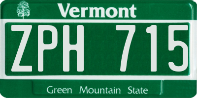 VT license plate ZPH715