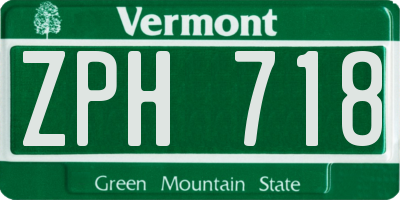 VT license plate ZPH718