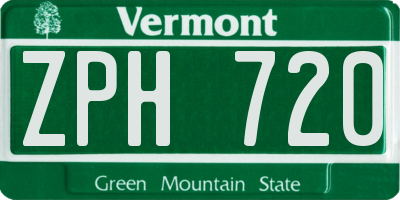 VT license plate ZPH720