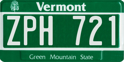 VT license plate ZPH721